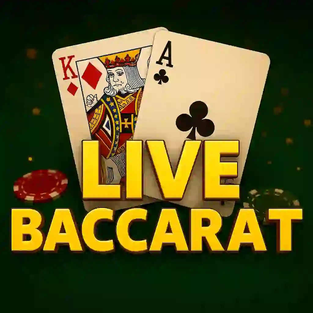 Live Baccarat slot logo by Evolution at Spinjo Casino